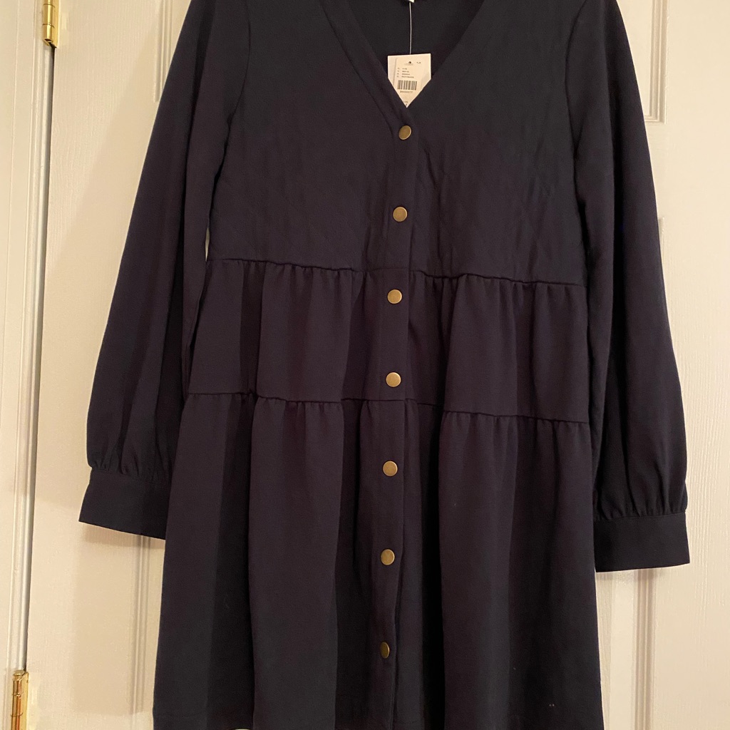 Navy Blue Button-Down Dress (Nwt)
